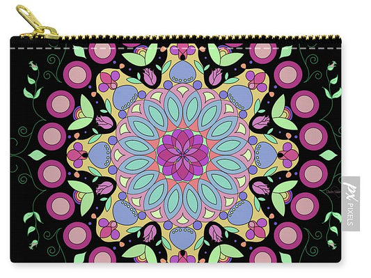 Pink Rose Single Mandala - Zip Pouch