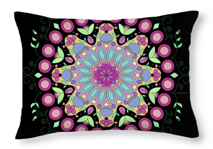 Pink Rose Single Mandala - Throw Pillow