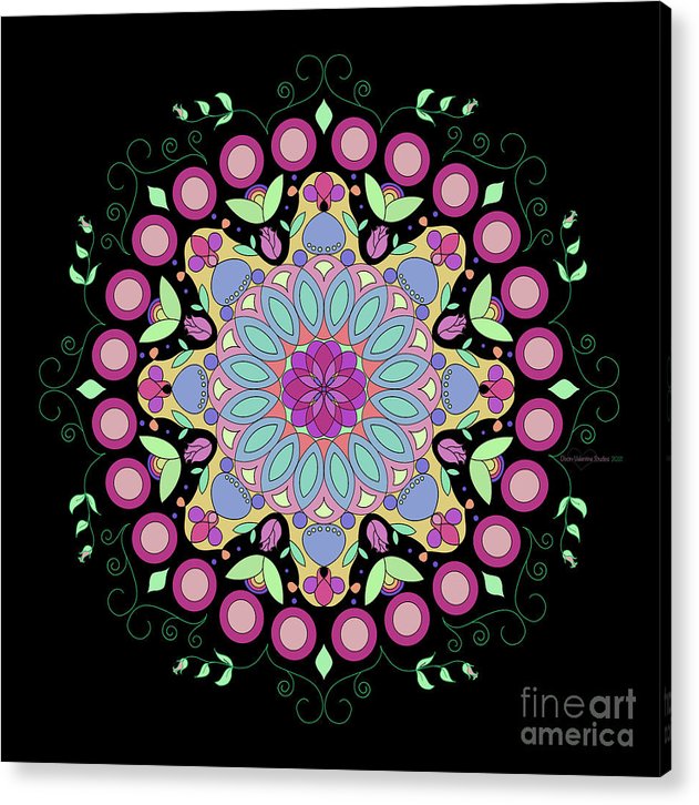 Pink Rose Single Mandala - Acrylic Print