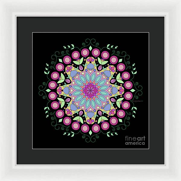 Pink Rose Single Mandala - Framed Print