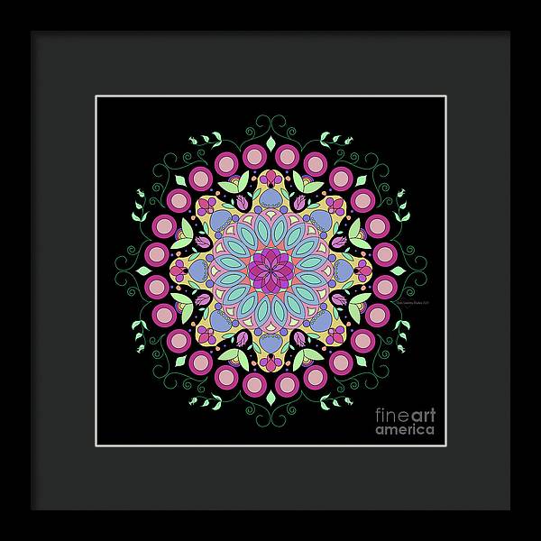 Pink Rose Single Mandala - Framed Print