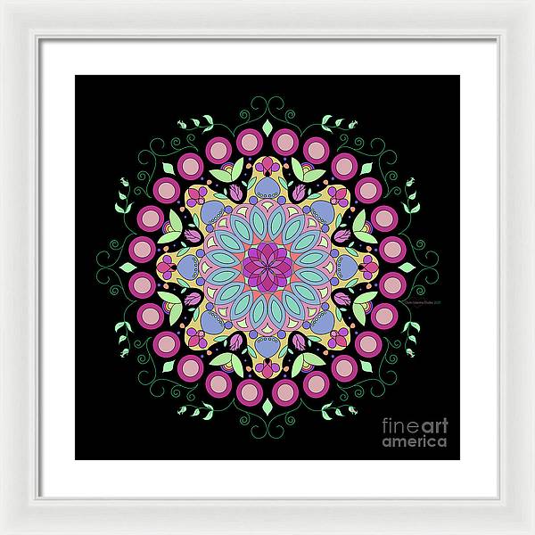 Pink Rose Single Mandala - Framed Print