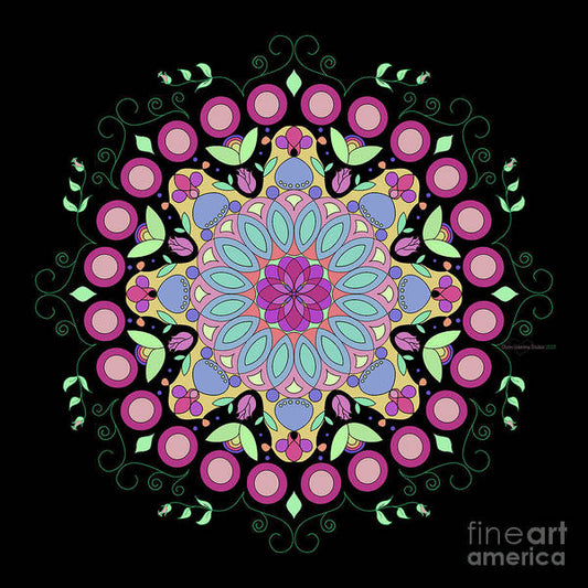 Pink Rose Single Mandala - Art Print