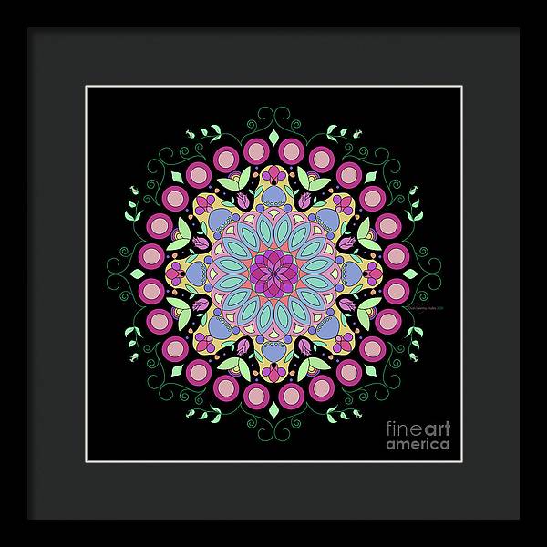 Pink Rose Single Mandala - Framed Print