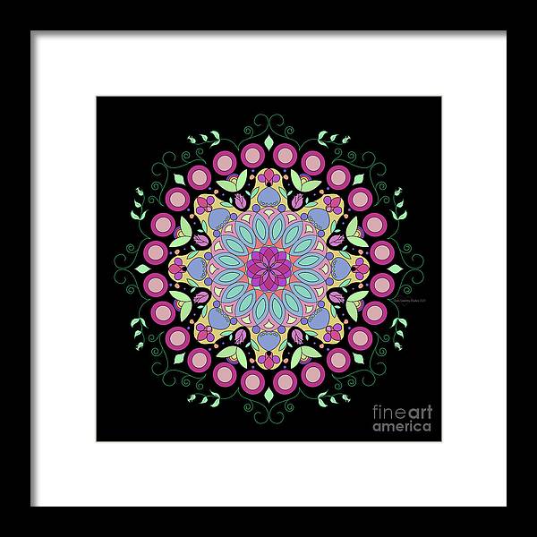 Pink Rose Single Mandala - Framed Print