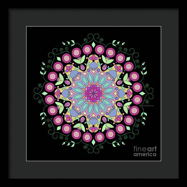 Pink Rose Single Mandala - Framed Print