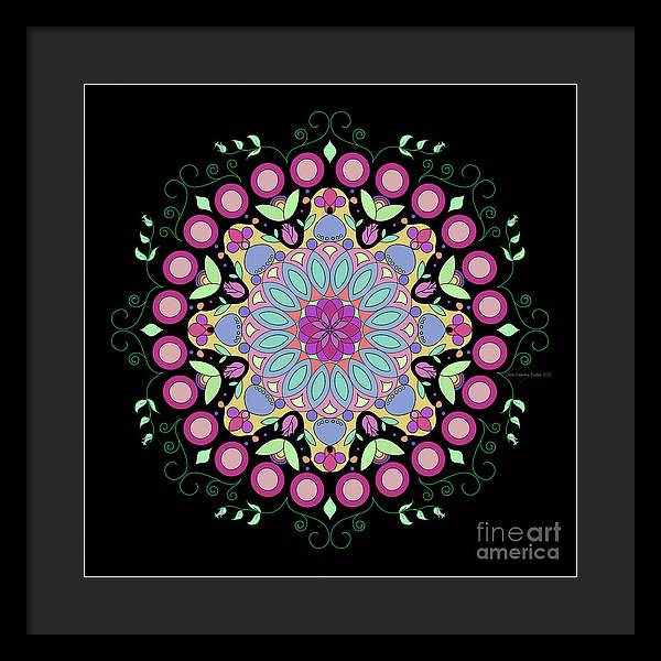 Pink Rose Single Mandala - Framed Print