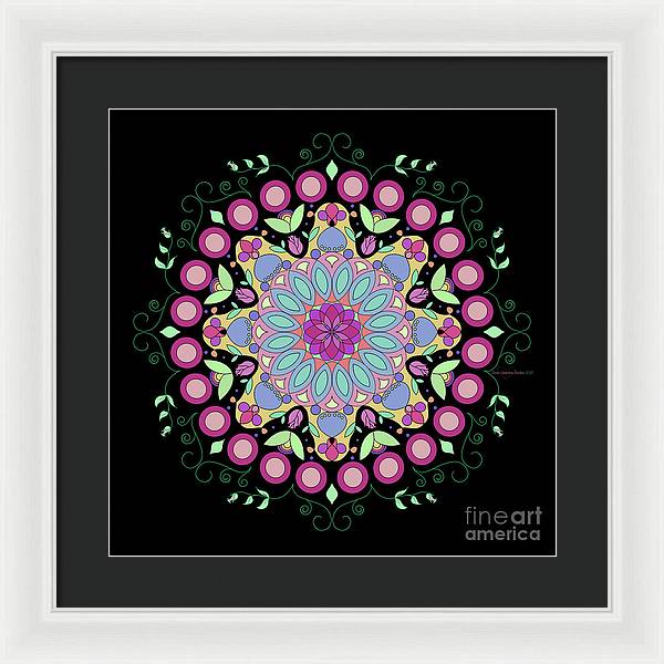 Pink Rose Single Mandala - Framed Print