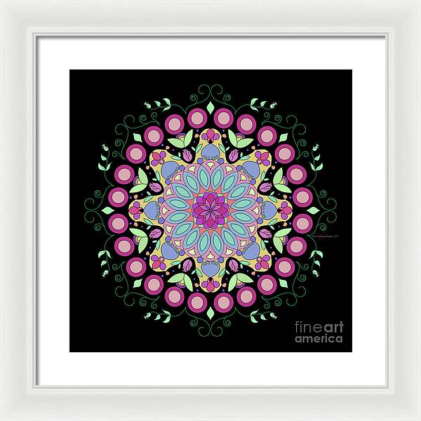 Pink Rose Single Mandala - Framed Print