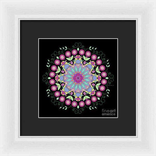 Pink Rose Single Mandala - Framed Print