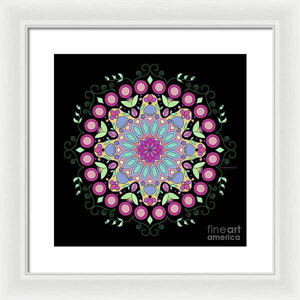 Pink Rose Single Mandala - Framed Print