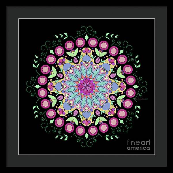 Pink Rose Single Mandala - Framed Print