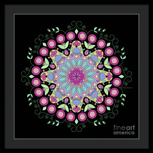 Pink Rose Single Mandala - Framed Print