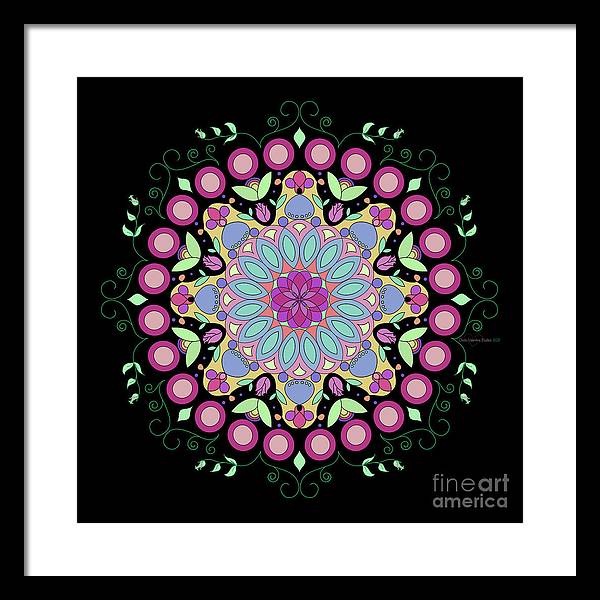 Pink Rose Single Mandala - Framed Print