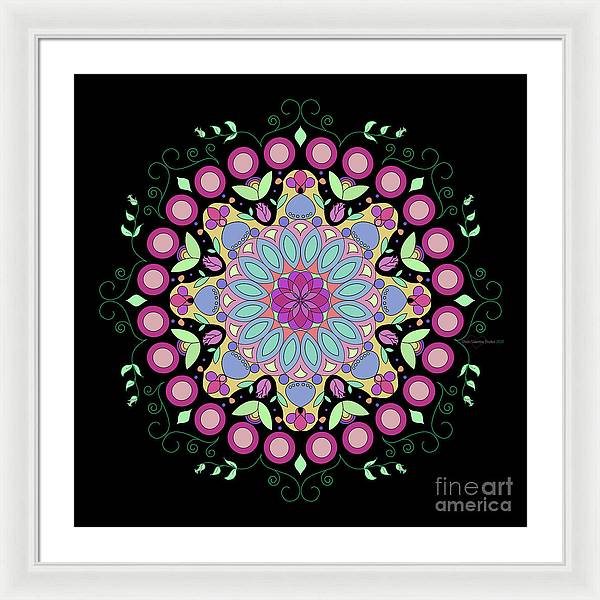 Pink Rose Single Mandala - Framed Print