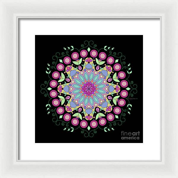 Pink Rose Single Mandala - Framed Print