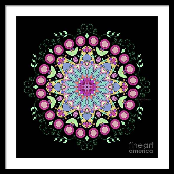 Pink Rose Single Mandala - Framed Print