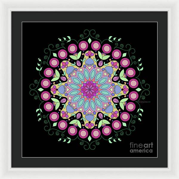 Pink Rose Single Mandala - Framed Print