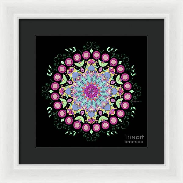 Pink Rose Single Mandala - Framed Print