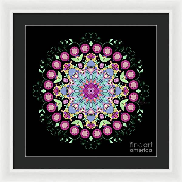 Pink Rose Single Mandala - Framed Print